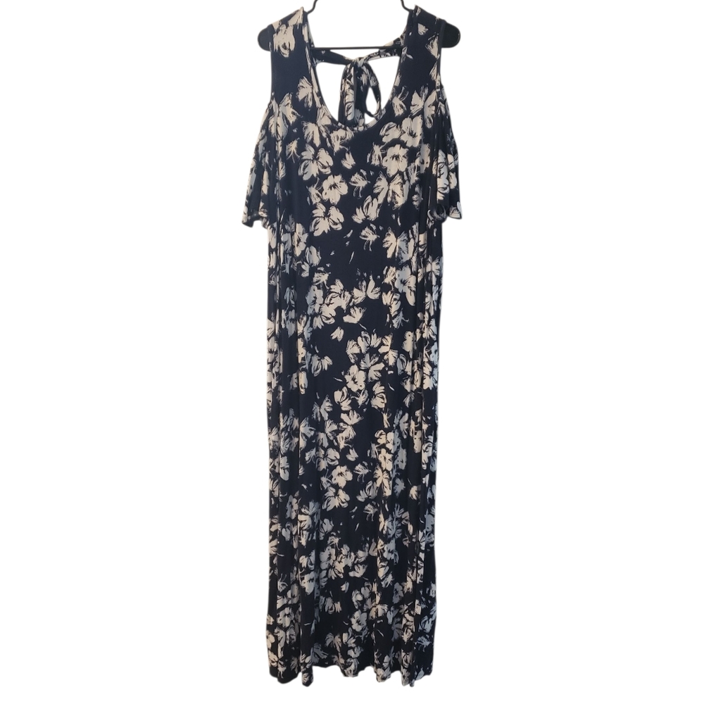 Lane Bryant Black and Cream Floral Maxi Dress